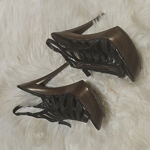 Jessica Simpson Platform Caged Leather Gobow Heels Size 8.5